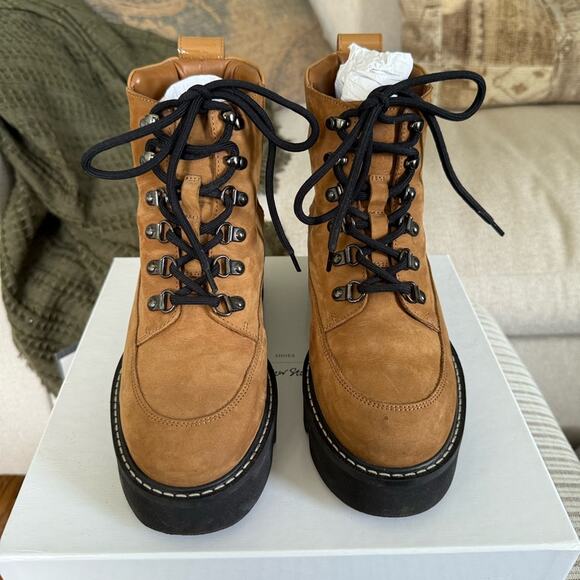 & Other Stories Lace Up Brown Combat Boots - Picture 4 of 14